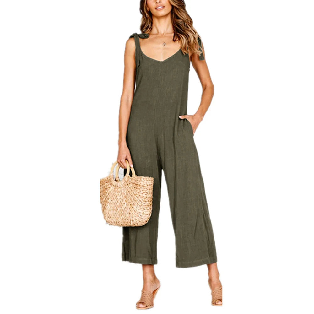 Summer women's bow knot  jumpsuit.  S-3X