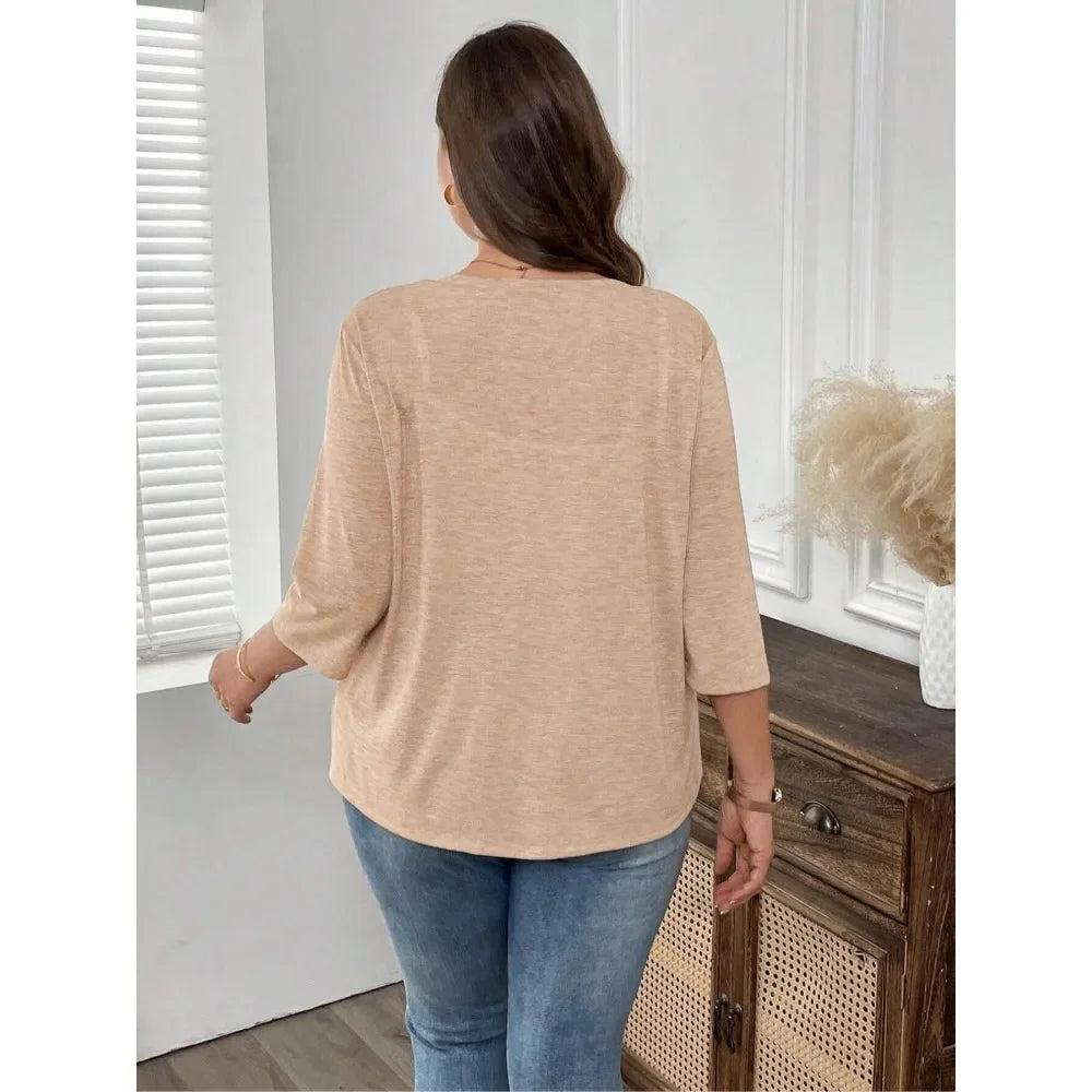 Plus Size Women's Hem Casual Cardigan Fashion Layering Comfortable and Trendy Cardigan.  !X-5X