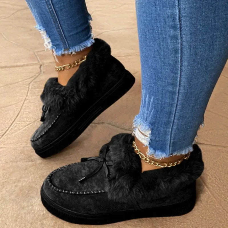 Solid Color Women Winter Cotton Plush Warm Casual Boot/Shoe .