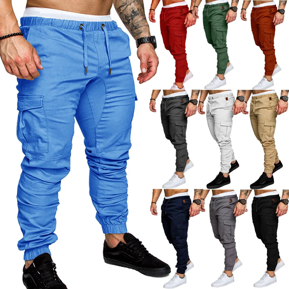 New Men's Woven Quick Dry Fabric Casual Pants Street-wear Multi-pocket Casual Pants.  S-5X