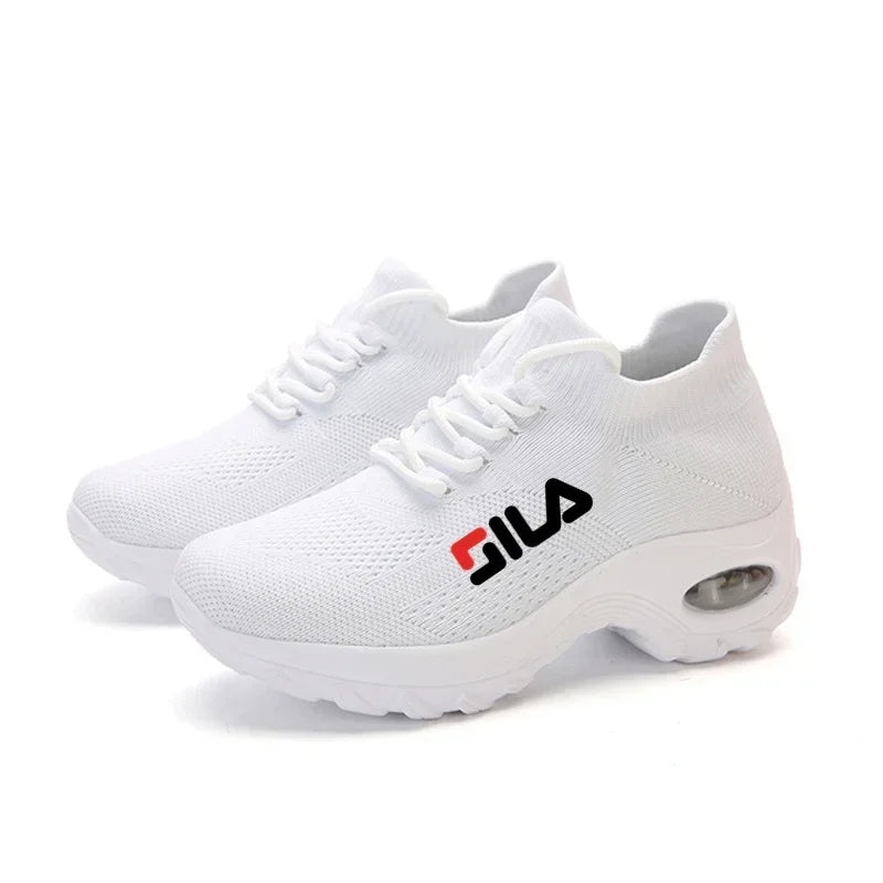 Women Tennis Breathable Mesh Height-increasing Slip-on Sneakers Thick Bottom Platform