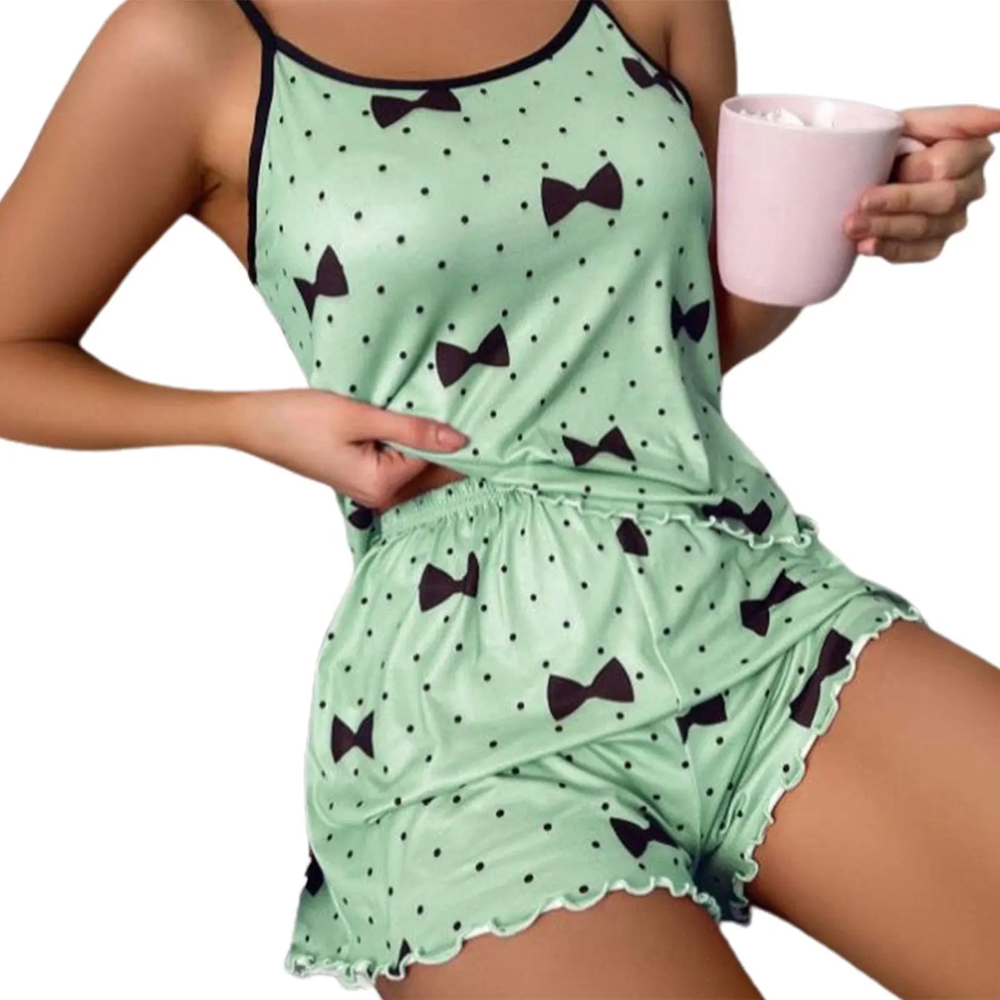 Women Pajamas Set Cute Sexy Soft Cozy Casual Printed Sleepwear With Shorts And Cami For Home lounge/Sleepwear.   S-3XL