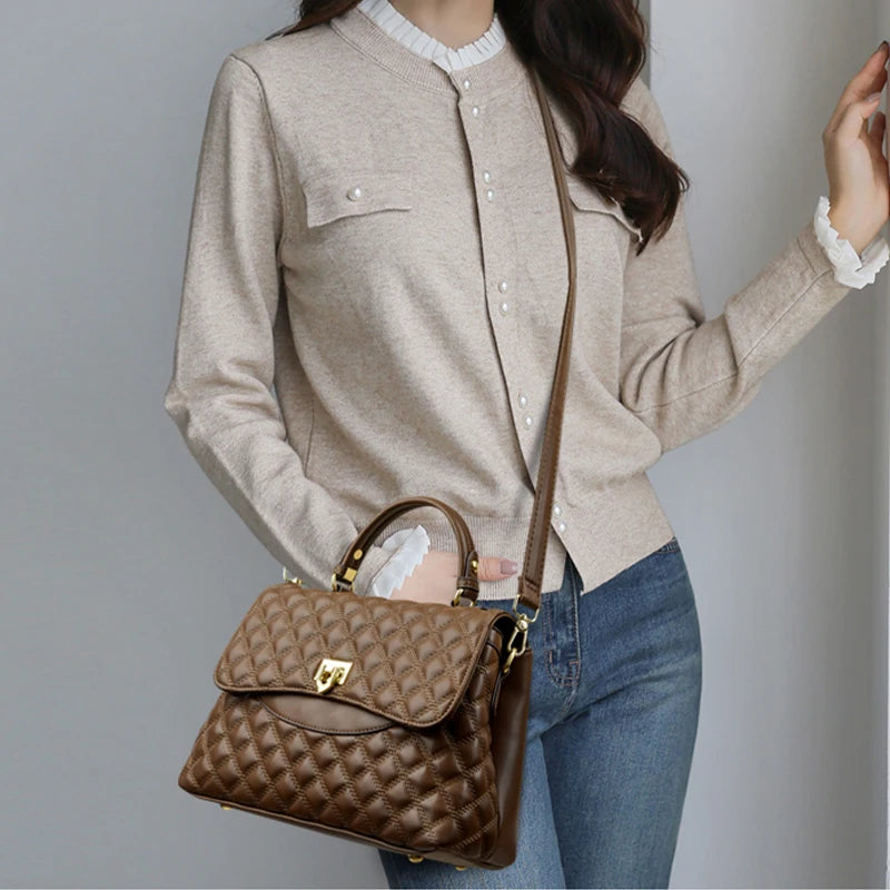 Trendy High Quality Soft Leather Messenger Bag Luxury Designer Multi Layered Handbag