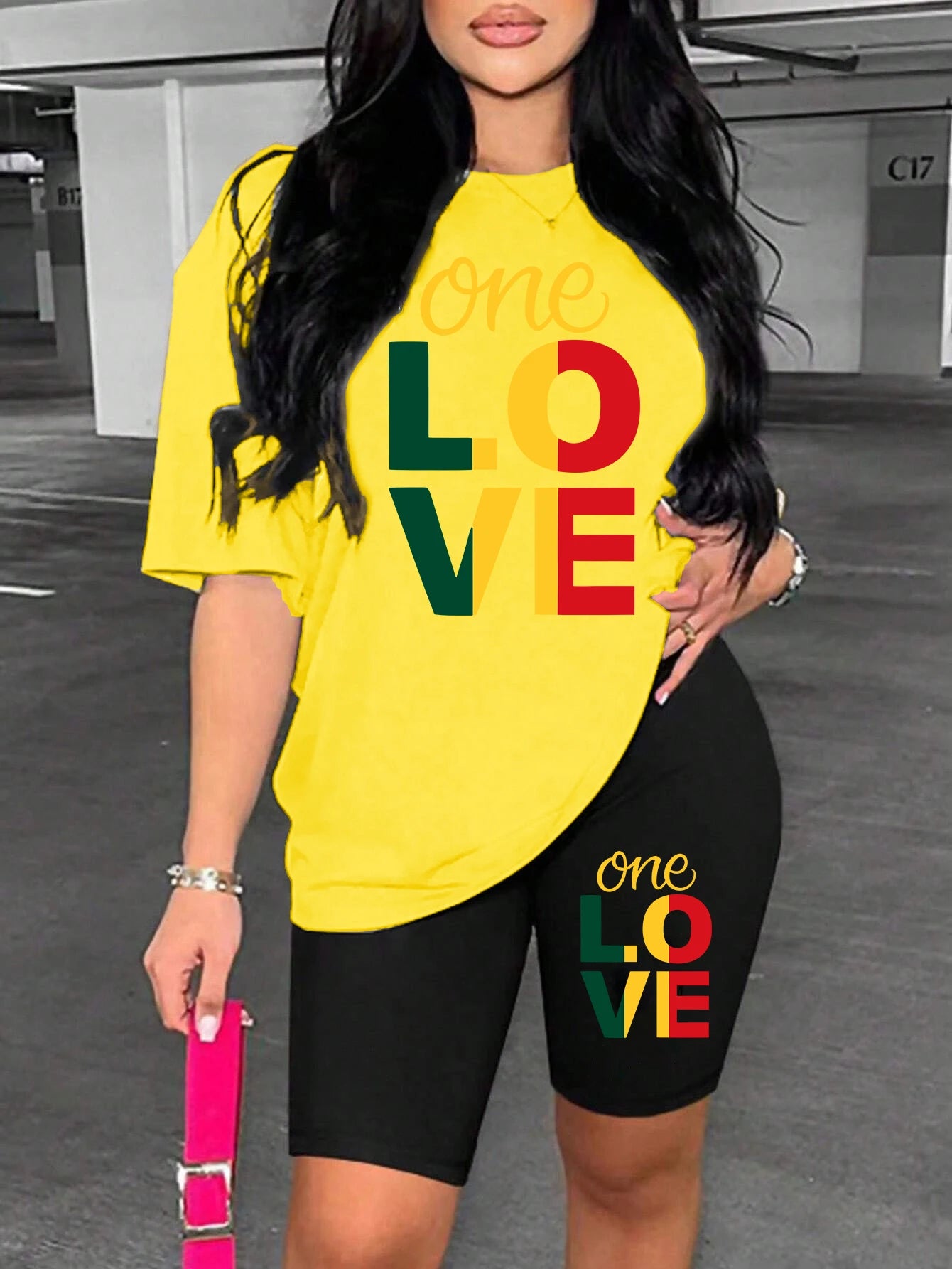 High Quality One Love Printing Women Breathable Soft 2 Piece.  S-3XL
