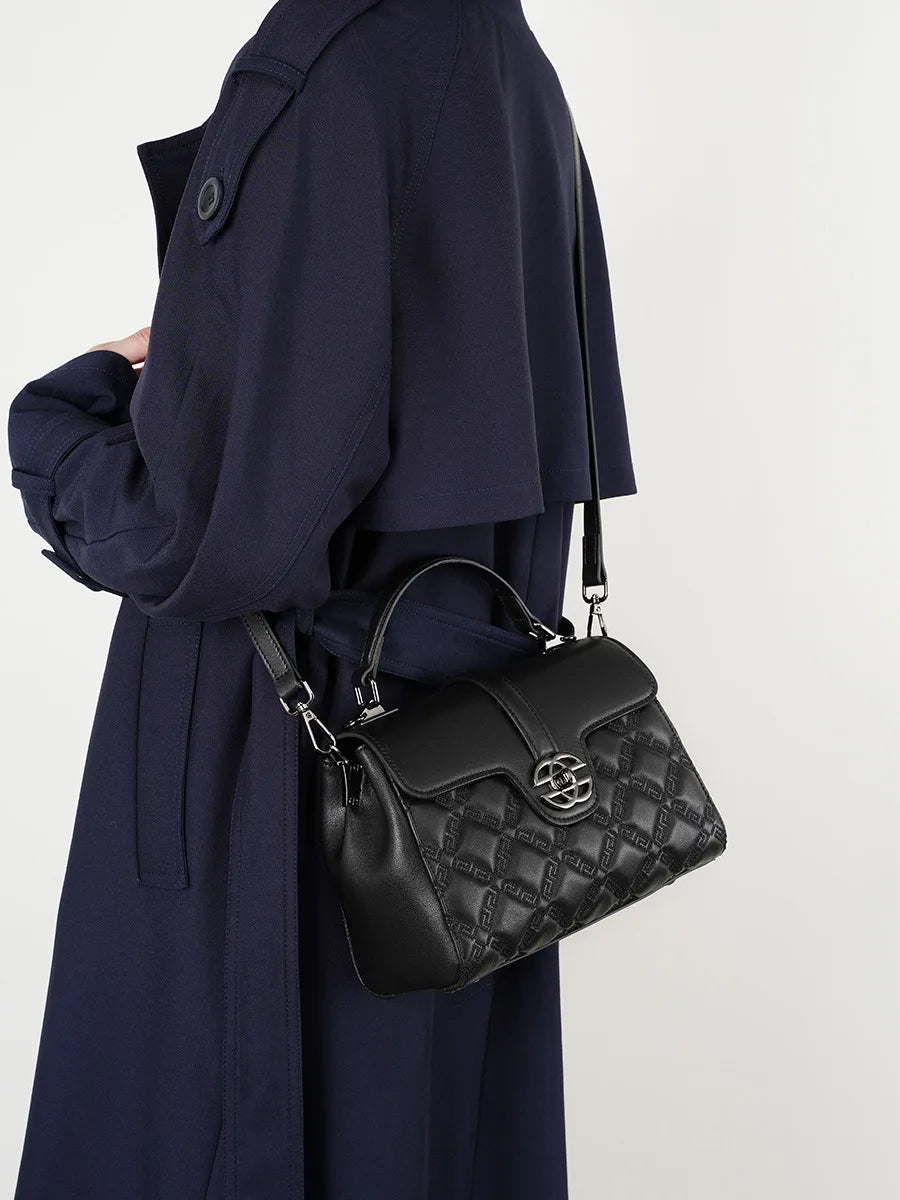 Women's Genuine Leather Handbag - Large Capacity Tote & Crossbody Bag