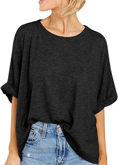 Women's  Quality Over size Short Sleeve Casual Loose Basic Tee.  S-2XL
