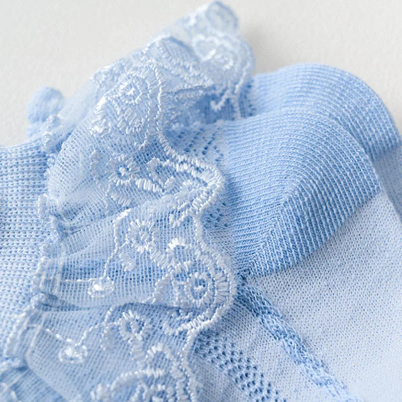 4 Pairs Girls Lace Ruffle Socks Adorable Princess-Style Kids Dance-Ready Socks with Frilly Trim.  Sizes for 1-12yrs old