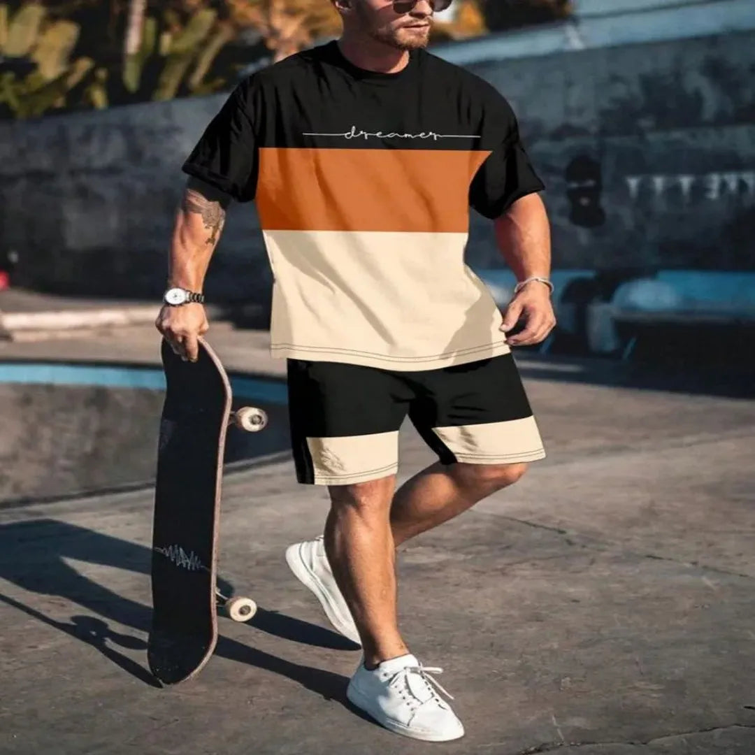 2025 Summer new Street City Fashion T-shirt and  Shorts Men's Summer set.  S-6X