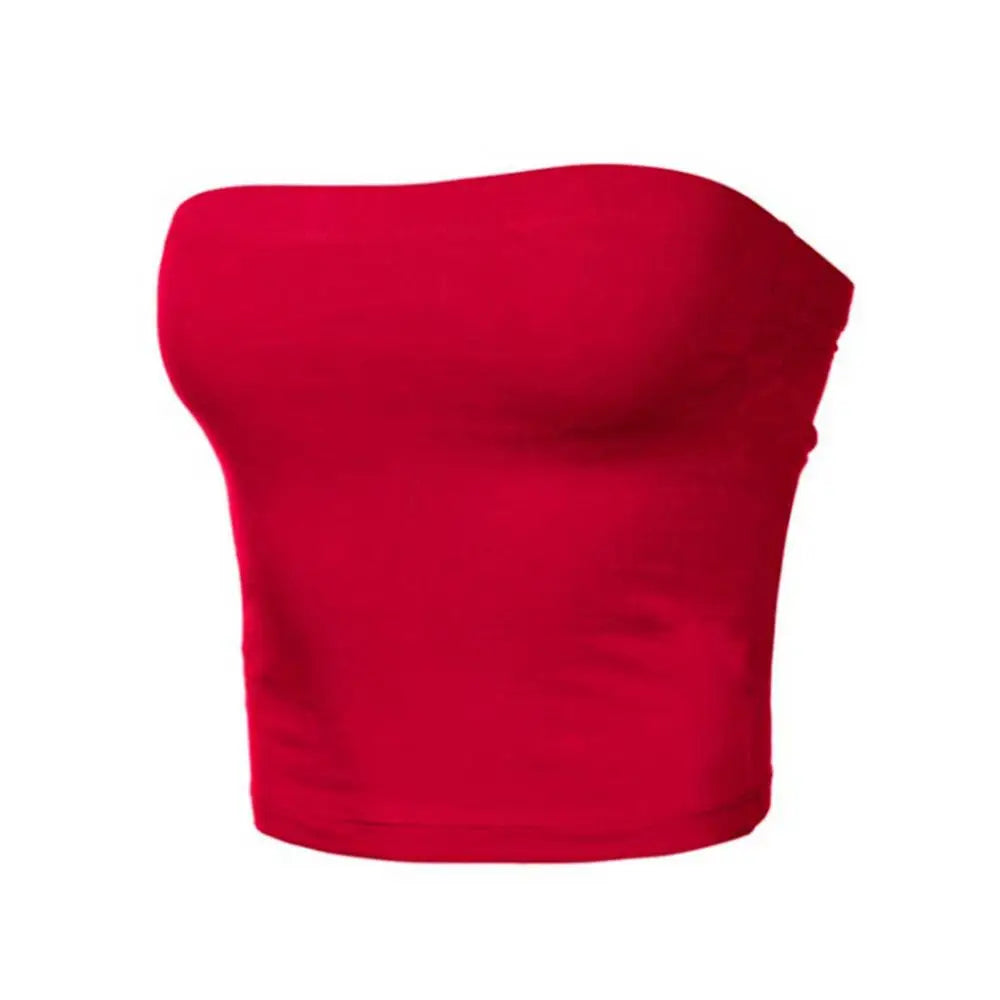 Women's Strapless Top Sexy Sleeveless Crop Top Bandeau Tube Top.  S-XL