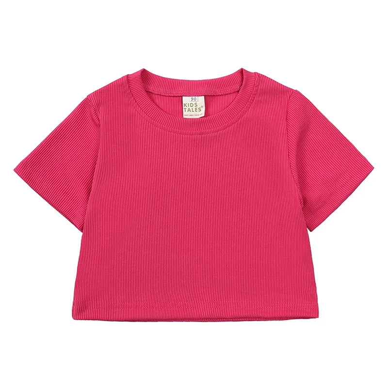 2025 Summer Girl Bell Bottom Outfits 2pcs Solid Cotton T-shirt Pants Suit For Children Teenage Girls Fashion Tracksuit Clothes