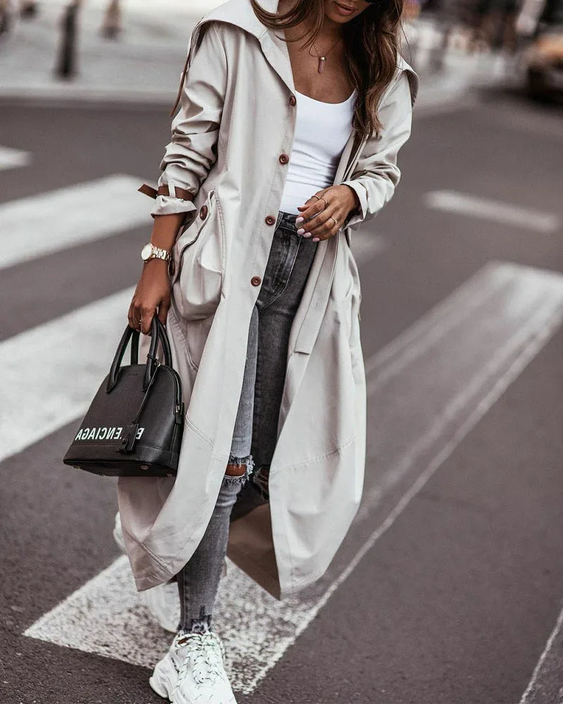 Women's Autumn And Winter Style Personality Casual fashionable long Trench Coat.  S-XL