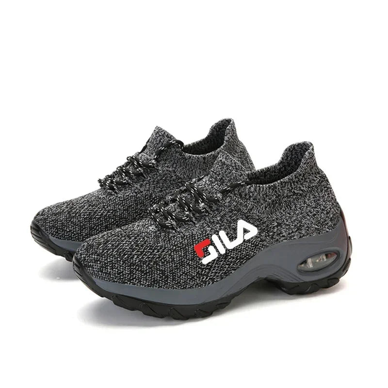 Women Tennis Breathable Mesh Height-increasing Slip-on Sneakers Thick Bottom Platform