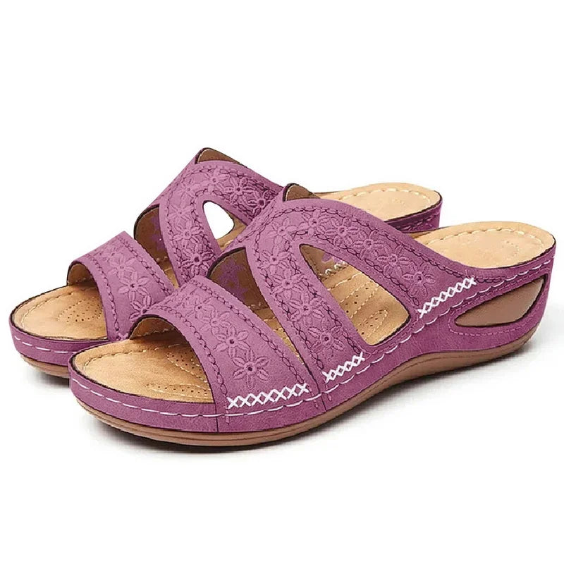 Premium Quality Orthopedic Open Toe Sandals Vintage Anti-Slip Leather Casual Female Platform European Style Shoe