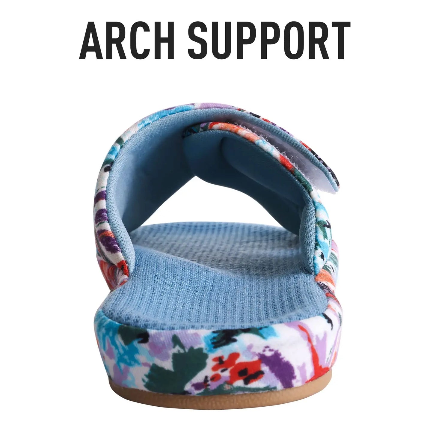 Comwarm Waffle Indoor Cotton Slippers For Women Open Toe Anti-Slip Home Slippers Four Seasons Flat with Arch Support.