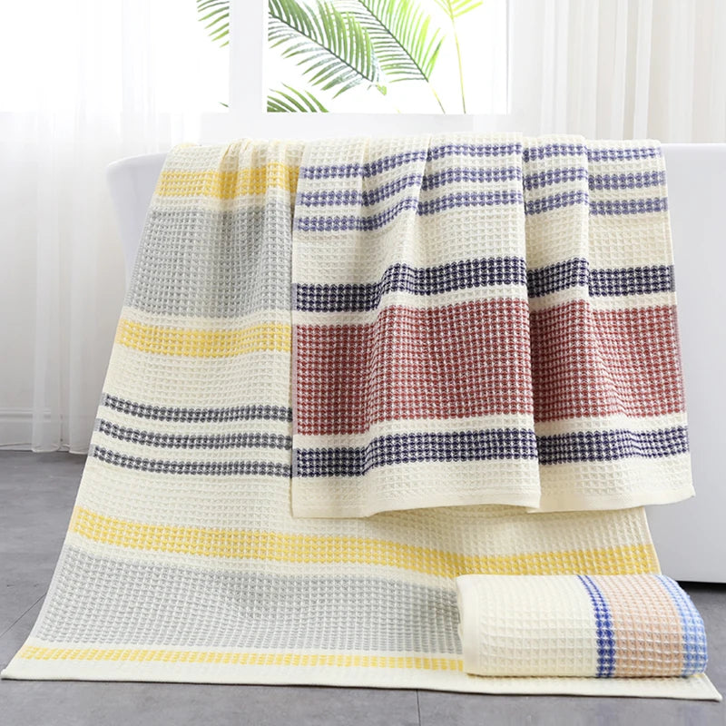 70x140cm/35x75cm Soft cotton waffle towel Thickened adult strong suction cellular towel bath towel fluffy close skin grid gauze