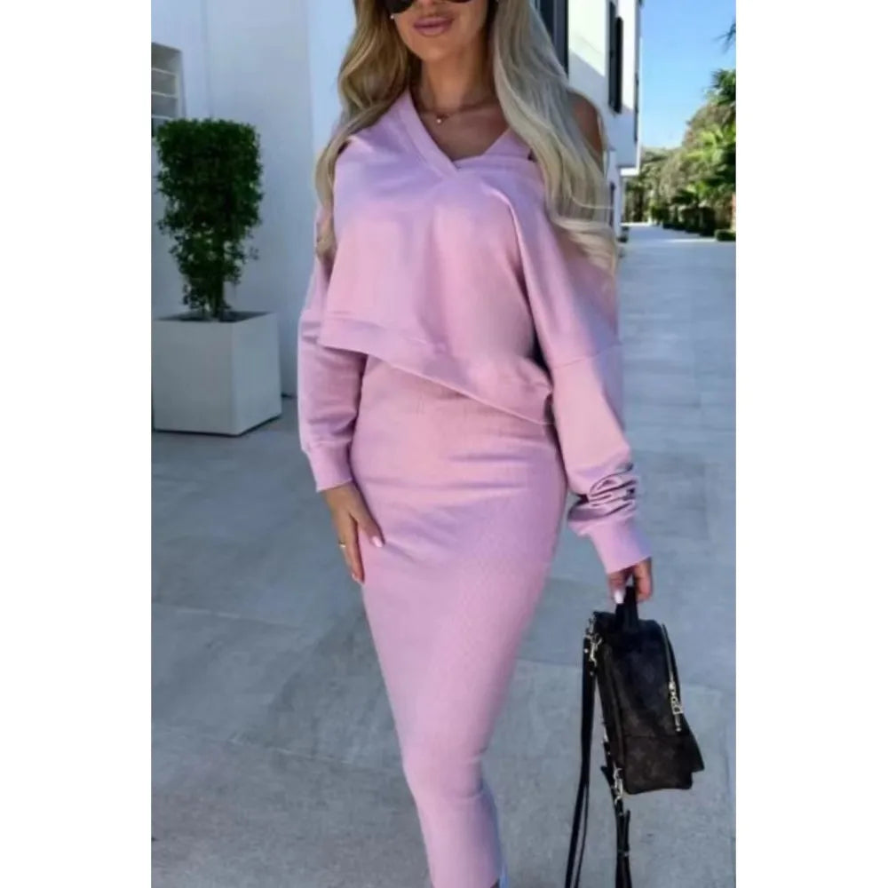 New Women's Two Piece Fashion Sweater and Skirt Perfect For All Seasons. S-XL