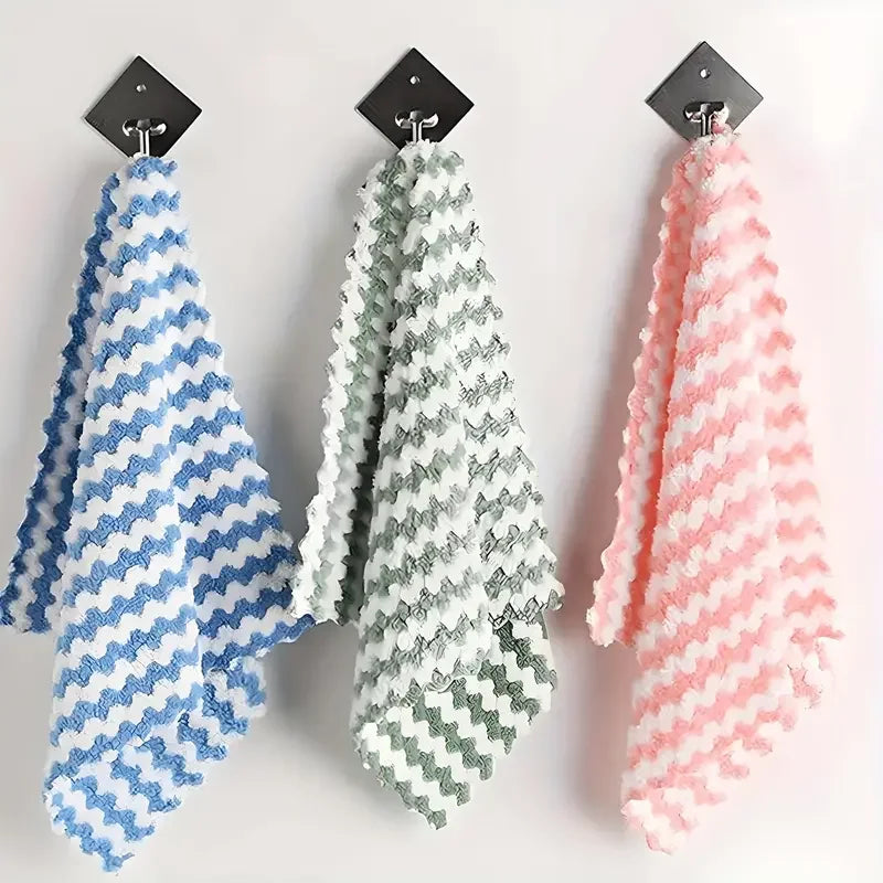 Double-sided Fleece Dishcloths Super Absorbent Cleaning Cloths Scouring Pads Kitchen Washing Dish Rags Glass Windows Wipe Towel