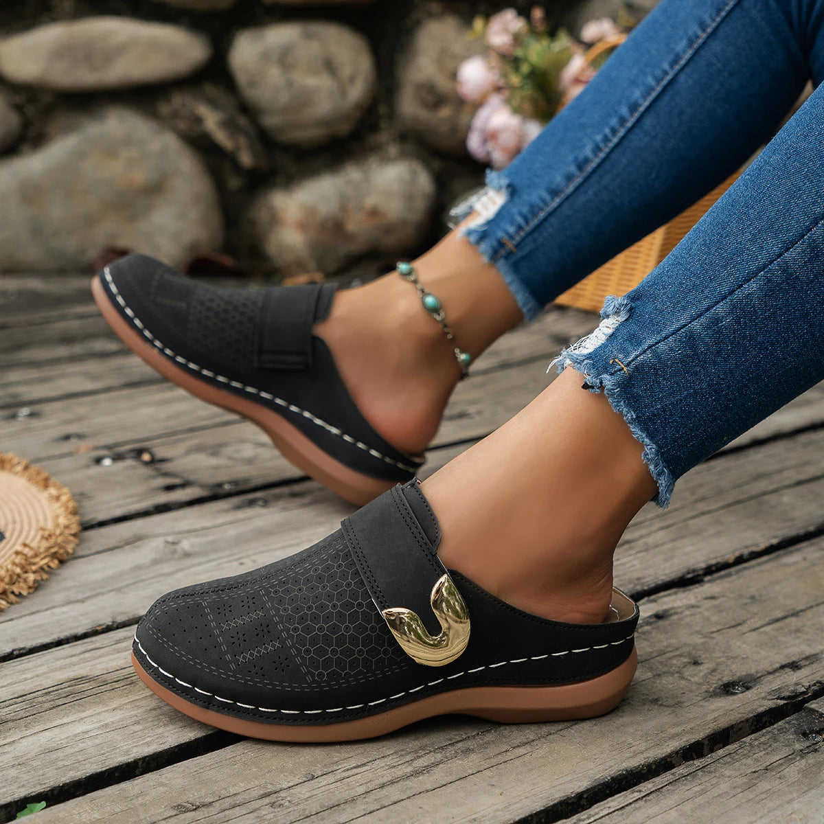 Women's Wedge  Mules Slip-On Platform with Comfort.