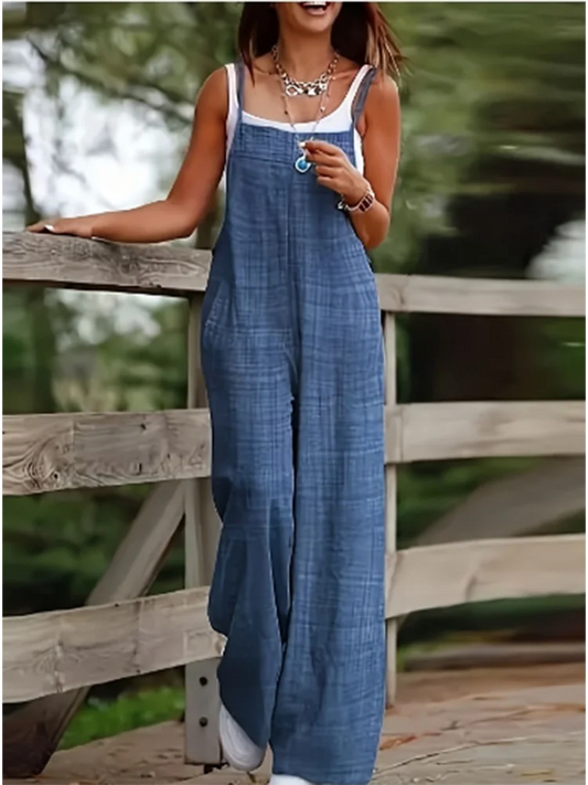 Women's Sleeveless Jumpsuit with Suspender Loose Casual Pocket Summer jumpsuit.  S-2x