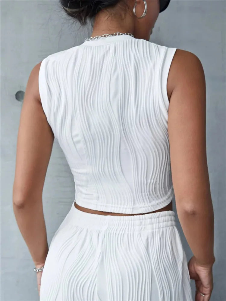 Casual Sleeveless Rib Knit Tank Top High Street Style, Mock Neck Slim Fit Crop Top