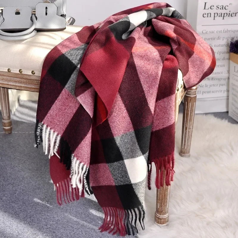 Women's Classic Lattice Pashmina Scarf - Soft Cashmere Winter Shawl
