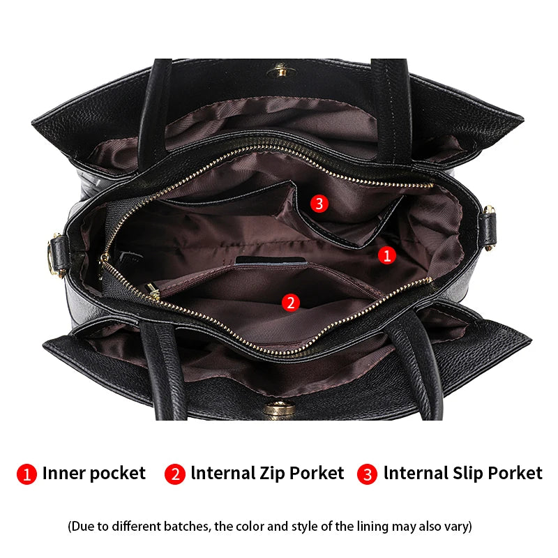 New Fashion Letter Printed Women's Bag with High Quality and Large Capacity Cowhide Commuter Bag