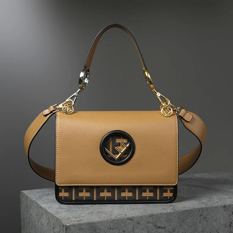 New Hollow Carved Square Bag Luxury Design Clam shell Metal Real Leather Material.