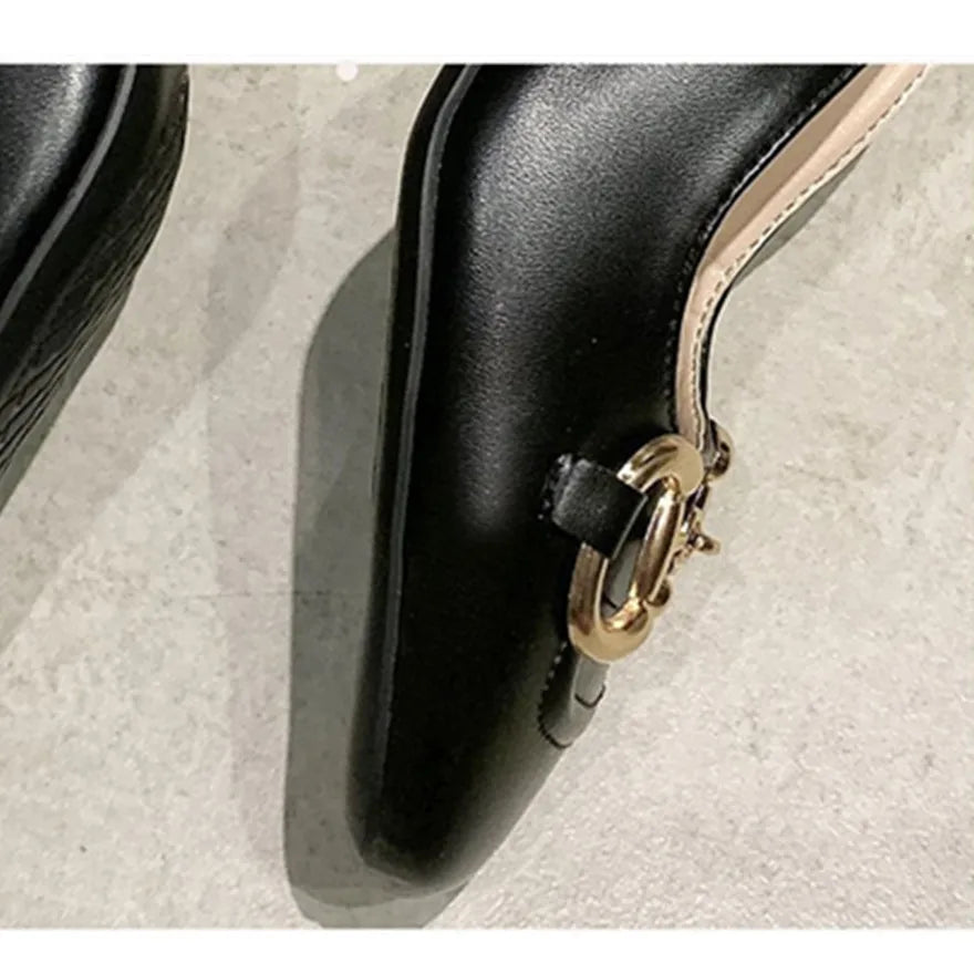 Women's 7 cm Sandals 2025 Summer French Style Thick Heel Square Toe Mary Jane Sandals.