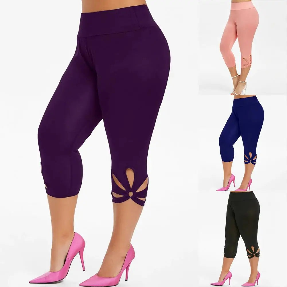 Curvy Size Ladies Capri Elastic Waist Slim Pants Can Dress Up Or Dress Down.