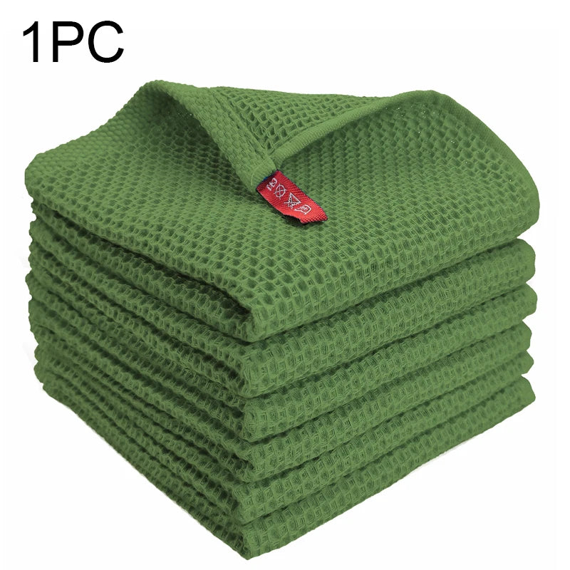 Cotton Rag Honeycomb Grid Dishcloth Towel Soft Absorbent Breathable Quick-drying Dish Cloth Hand Towels For Kitchen Cleaning