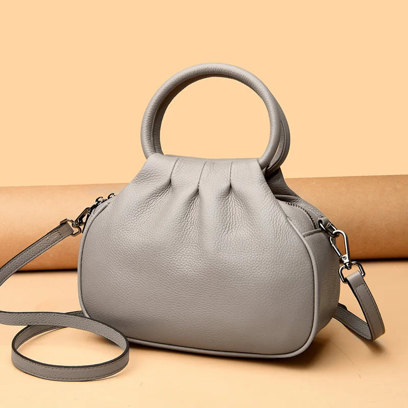 Designer Genuine Leather Handbag Women Fashion Shoulder Messenger Luxury Soft Cowhide Tote
