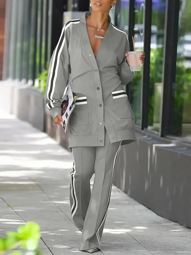 2025 Spring Fall Women's Long Sleeve V neck  Quality Casual Sporty Suit.  S-2x