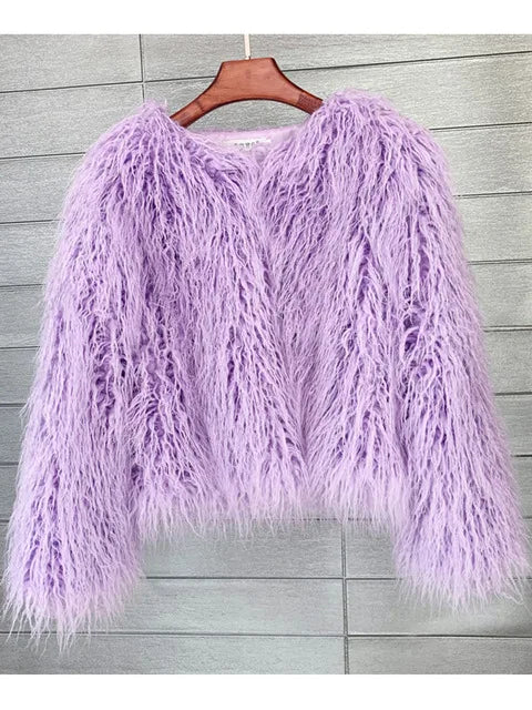 Women Autumn Winter Top Fashion Faux Fur Coat Elegant Thick Warm Jackets for Women.  S-3x