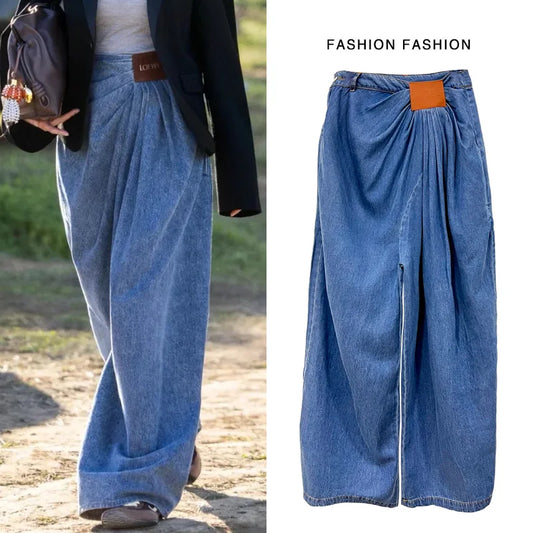 High waist wide leg jeans women's 2025 new summer fashion loose and thin high waist drape straight floor pants