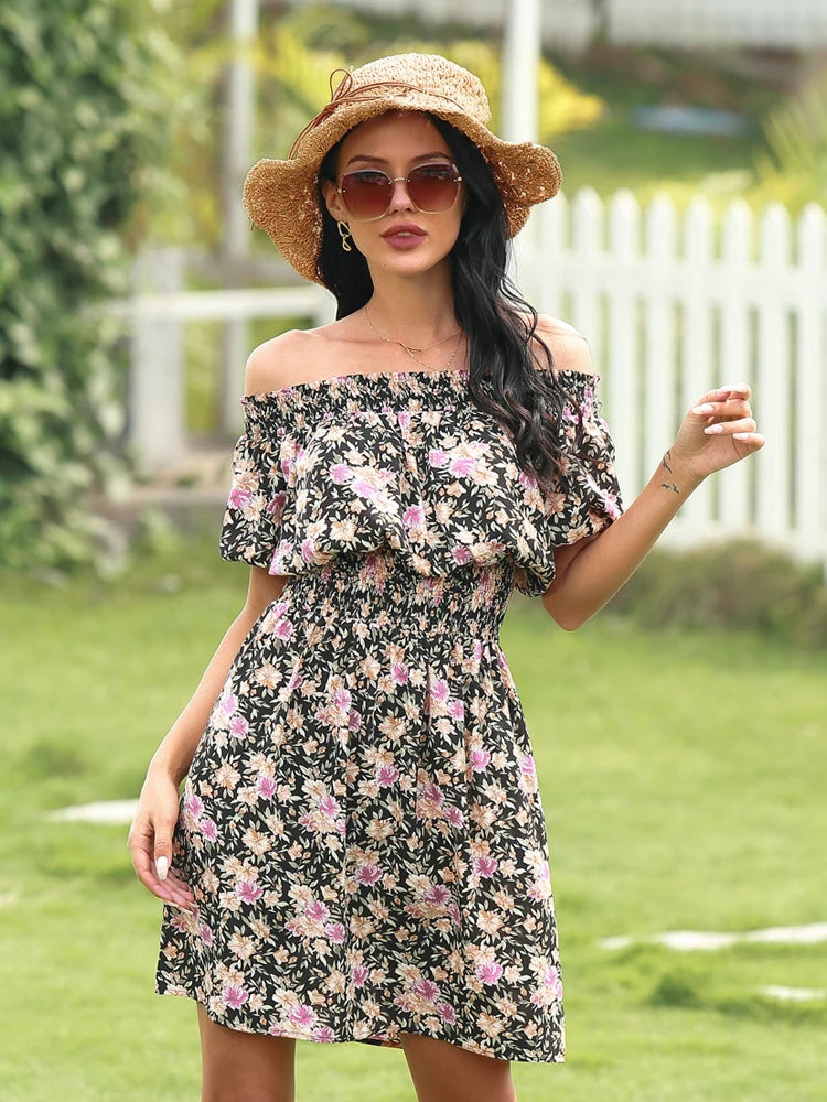 2025 Spring and Summer New Women's Printed Midi Dress .  S-3X