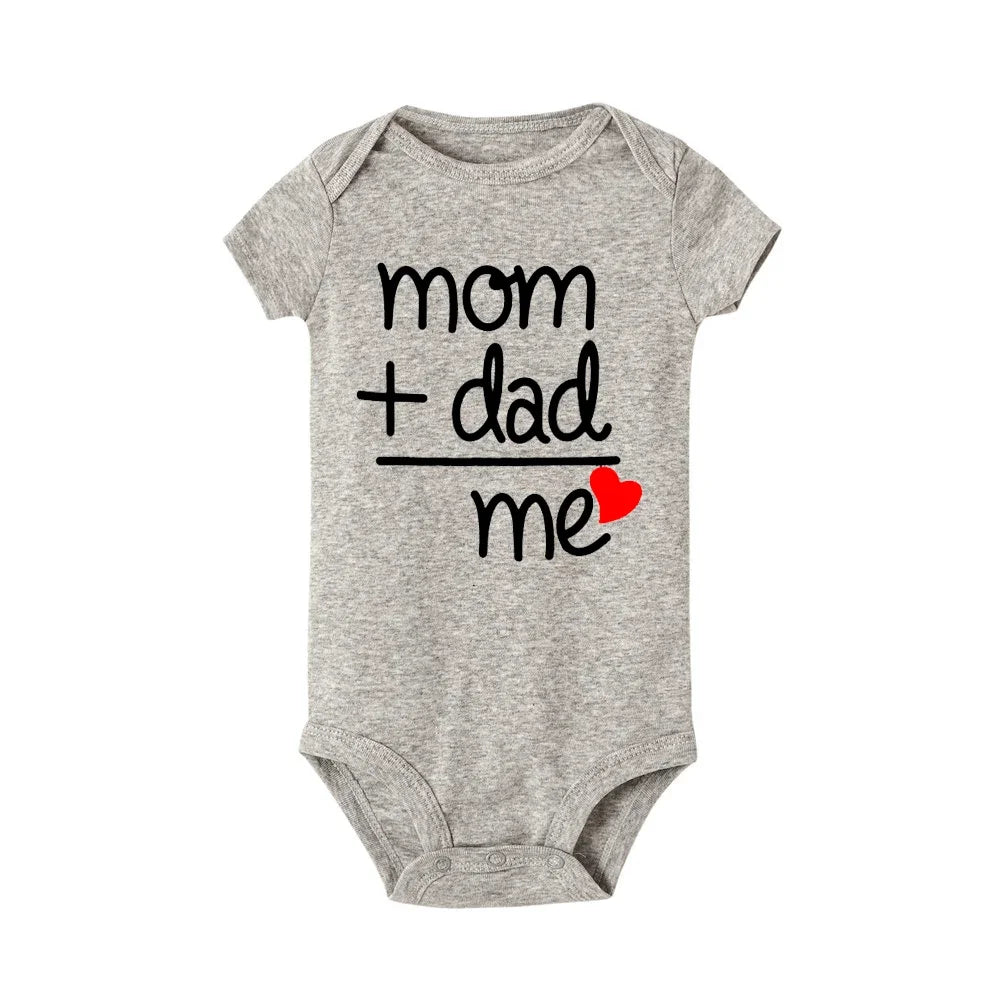 Mom Plus Dad Equals Me Baby Romper Boy Girl Newborn Bodysuit Toddler Infant Funny Cute Rompers Jumpsuit Outfits
