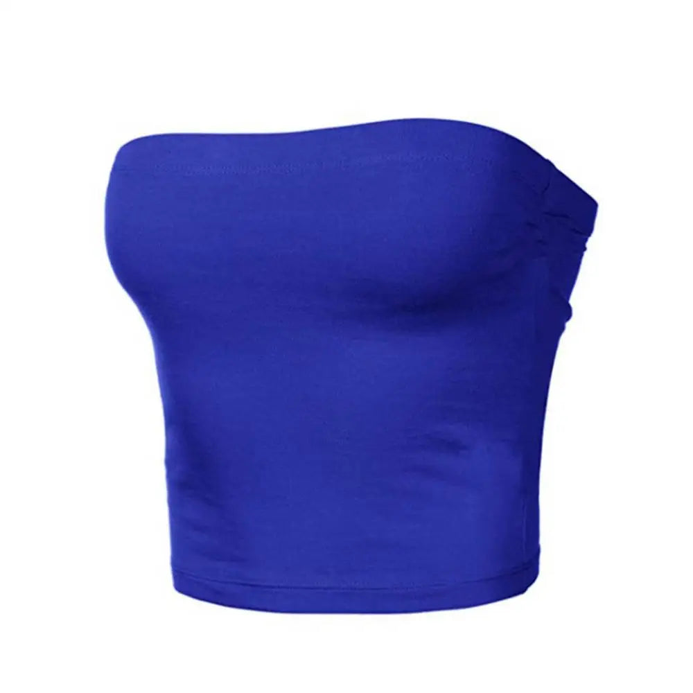 Women's Strapless Top Sexy Sleeveless Crop Top Bandeau Tube Top.  S-XL