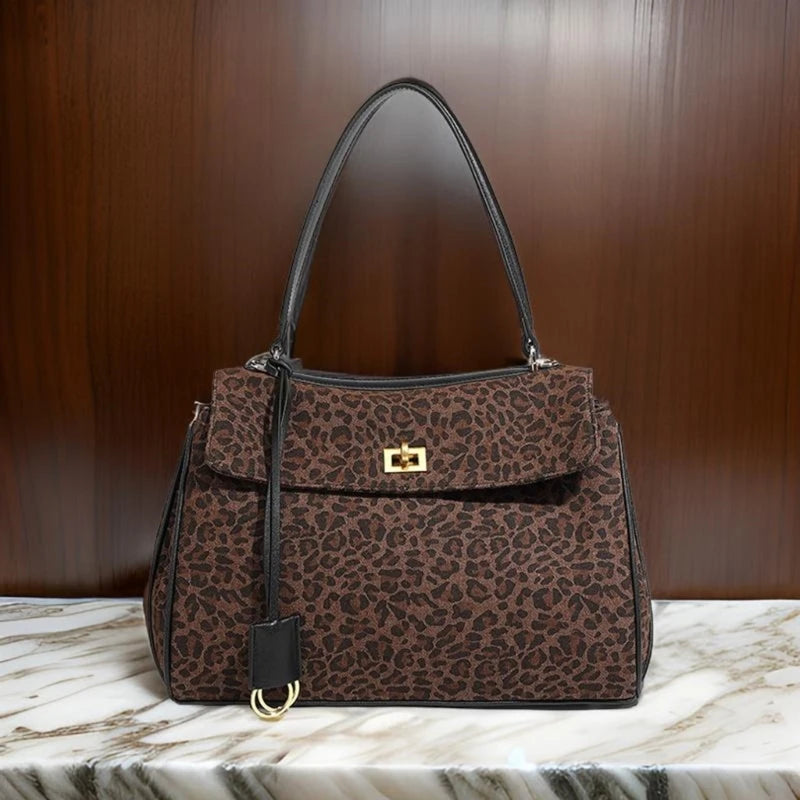 Elegant Women's Leopard Handbag Spacious Bag