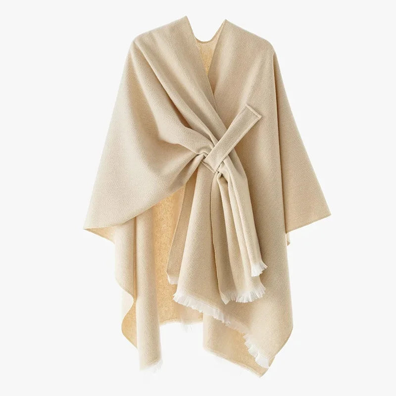 Autumn/Winter Solid Color Sensibility Design Side Slit Pashmina Shawl European Style