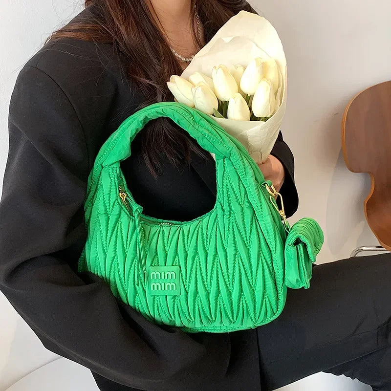 Luxury Designer Handbag  Fashion Cloud Bag Retro Pleated Dumpling Style