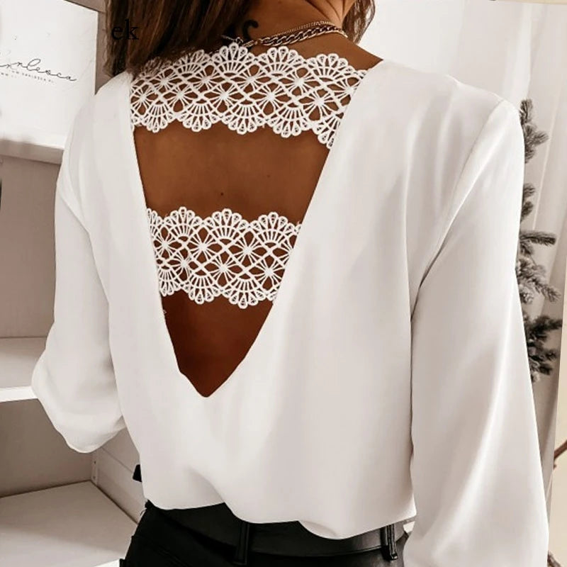 Fashion Sexy Blouse V-Shaped Stylish Back.