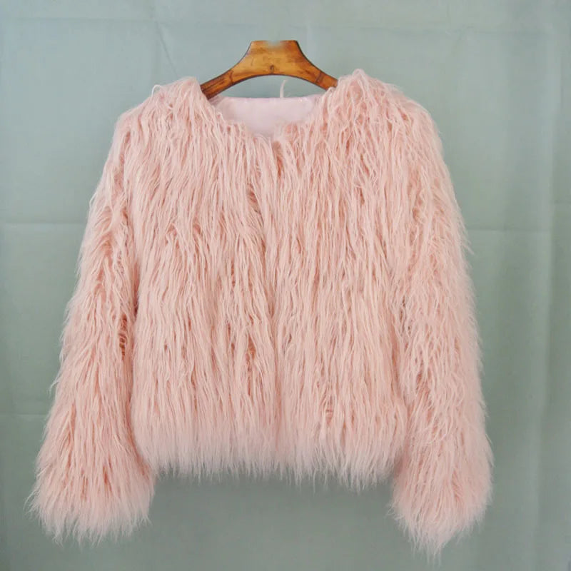 Women Autumn Winter Top Fashion Faux Fur Coat Elegant Thick Warm Jackets for Women.  S-3x