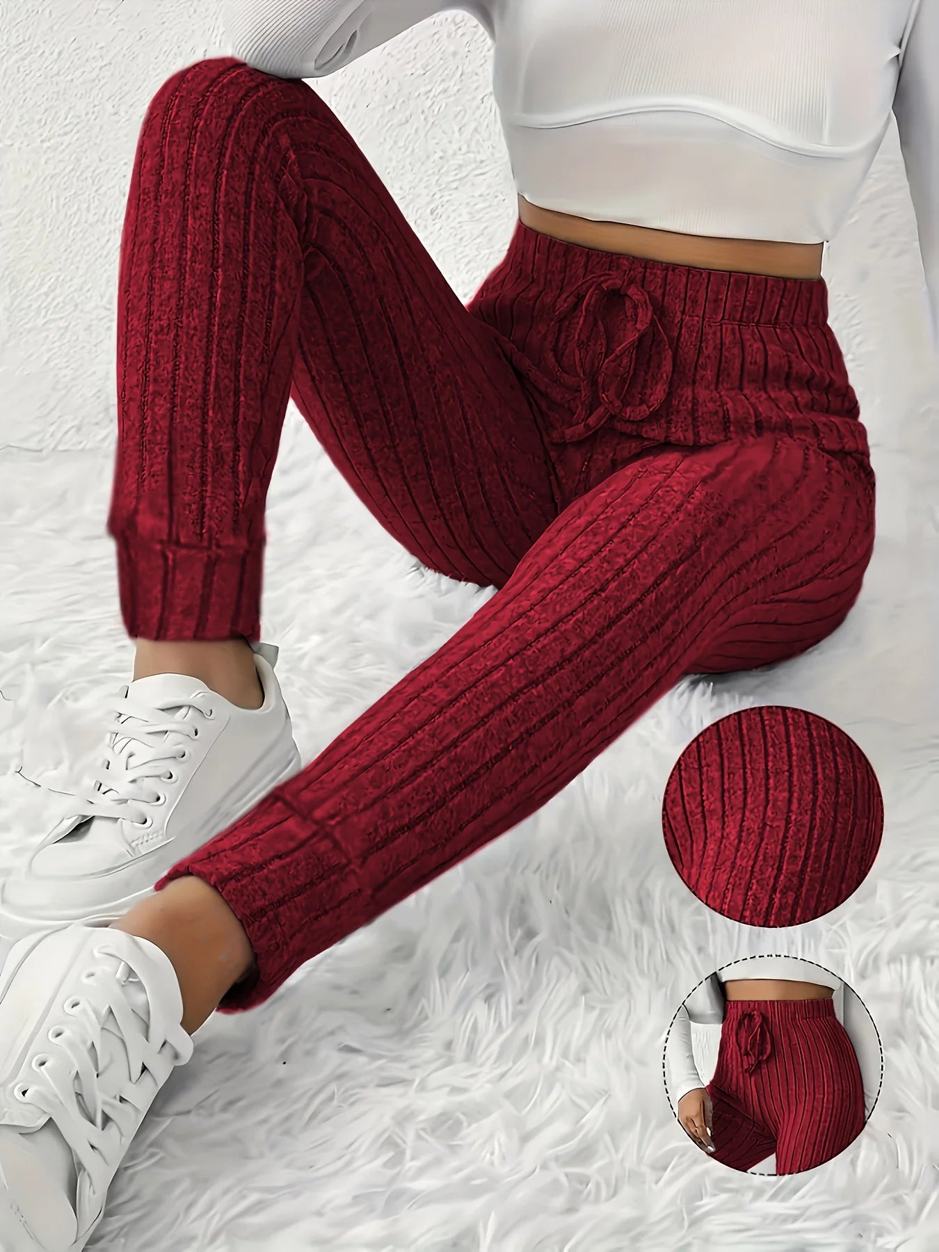 Women's straight-leg slim-fit pants with a tightened waistband and tapered leg design, comfortable and fashionable everyday wear.  XS-2X