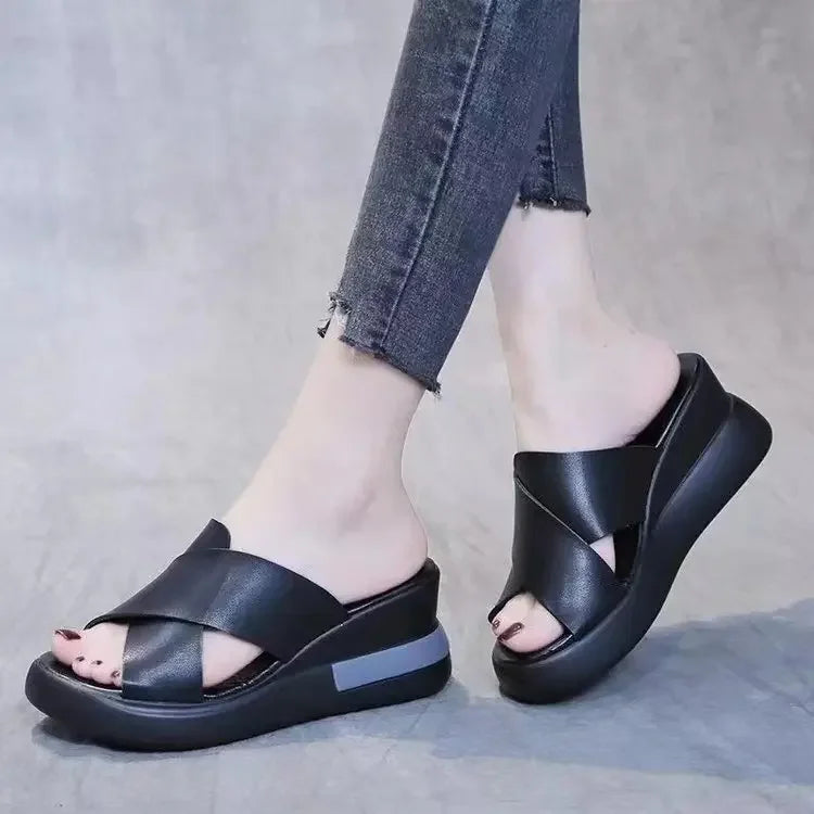 Summer Wedge Platform Very Comfortable Sandals Fashion Soft Solid Colour.