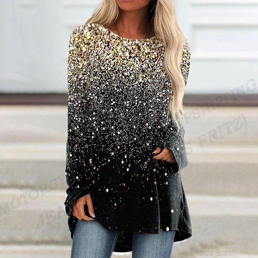 Women Fashion Long Sleeve Loose Casual O-Neck Shirts.  S-6X