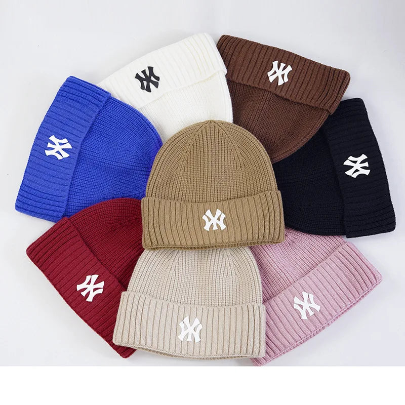 Unisex Keep Warm Autumn Winter Knitted Hat Female MY Letter Embroidery Hip-hop Hat Beanies Hats .