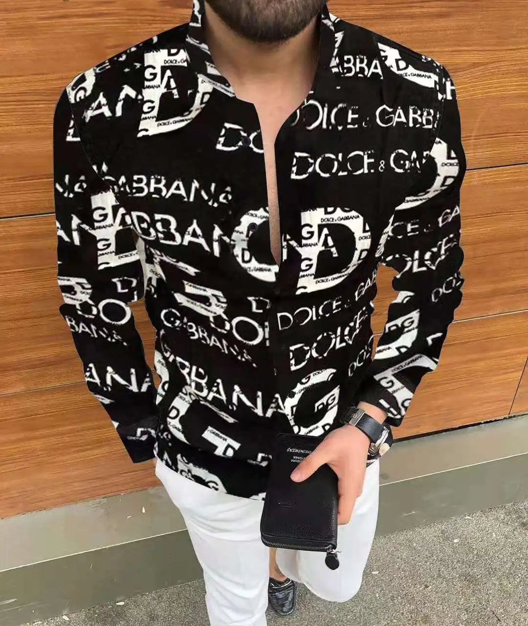 New Men's Long Sleeve Casual Printed Shirt Long Sleeve Shirt.  Sz: S-5Xl