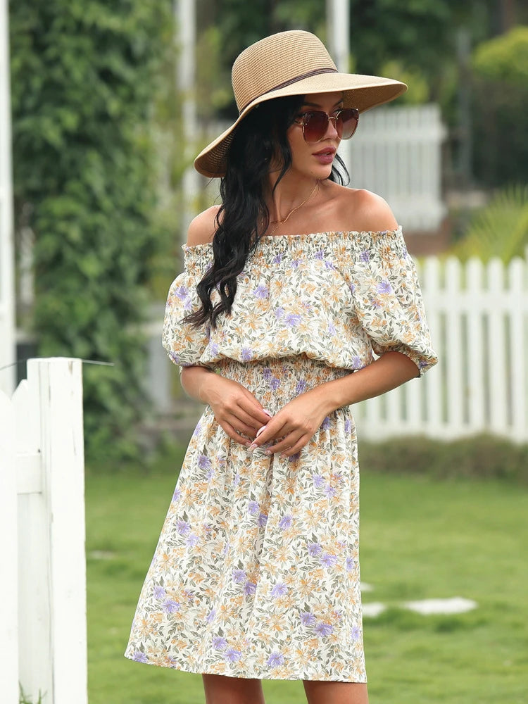 2025 Spring and Summer New Women's Printed Midi Dress .  S-3X