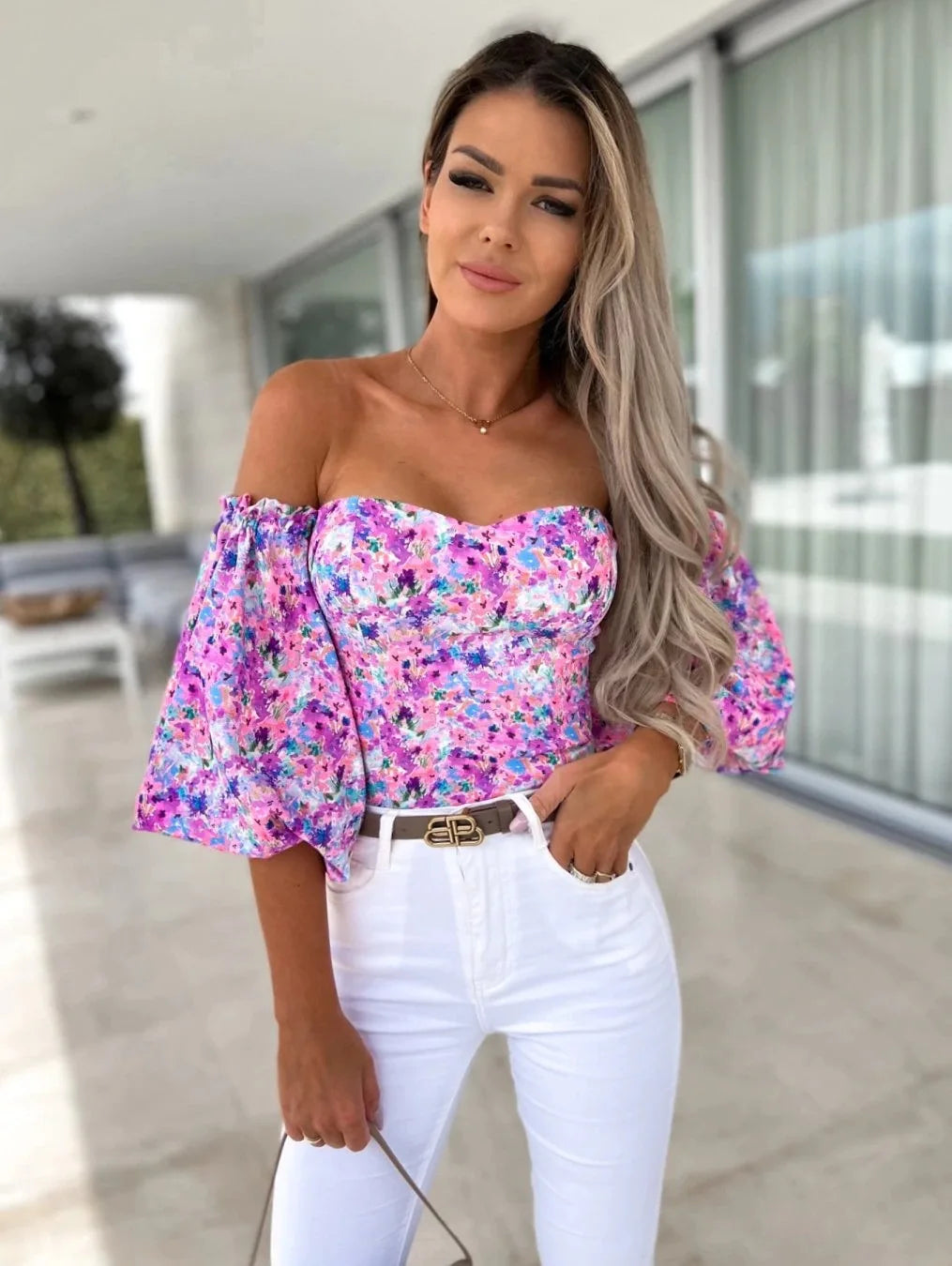 Women Elegant Blouse Spring Summer Casual Long Sleeve V Neck Blouse
