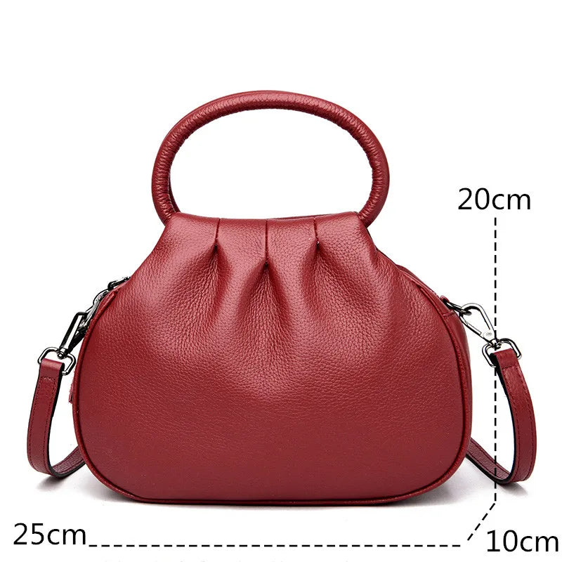 Designer Genuine Leather Handbag Women Fashion Shoulder Messenger Luxury Soft Cowhide Tote